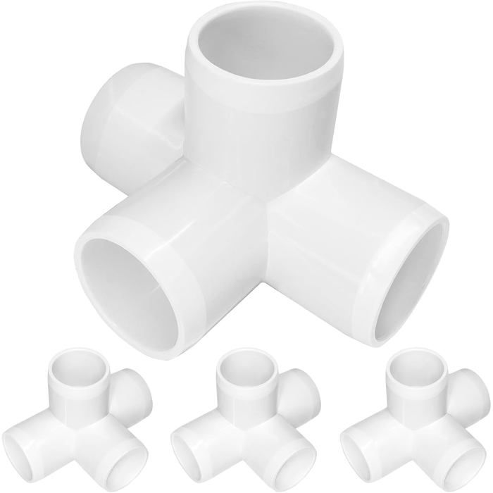 Raccord PVC 4 voies 1 pouce connecteur en T robuste pour structure serre et meuble lot de 4