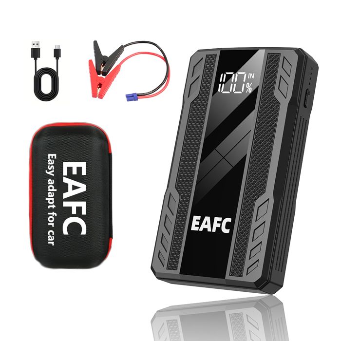 Booster de démarrage 1000 A pour véhicules essence et diesel compatible batterie 12 V avec lampe d’éclairage intégrée