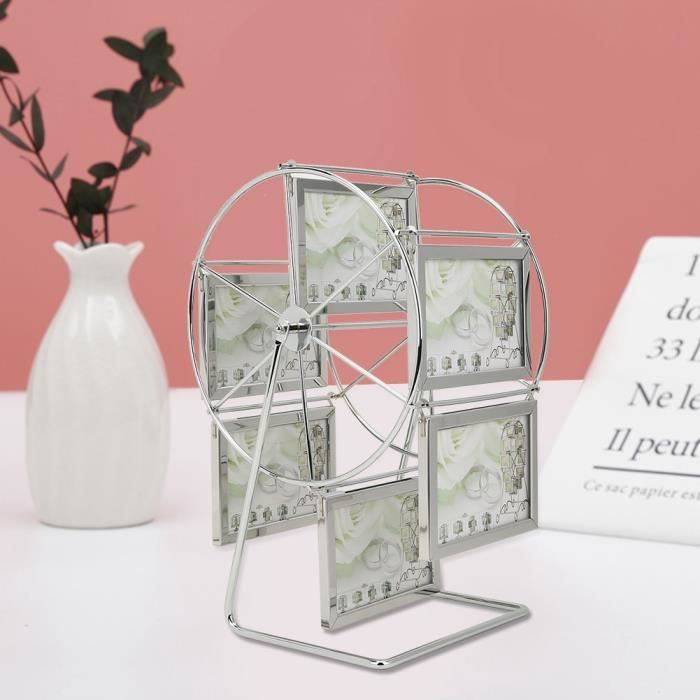 Cadre Photo Rotatif Double Face VOSSOT - 10x15 Cm, Bois, 2 Photos, Rotation 360°