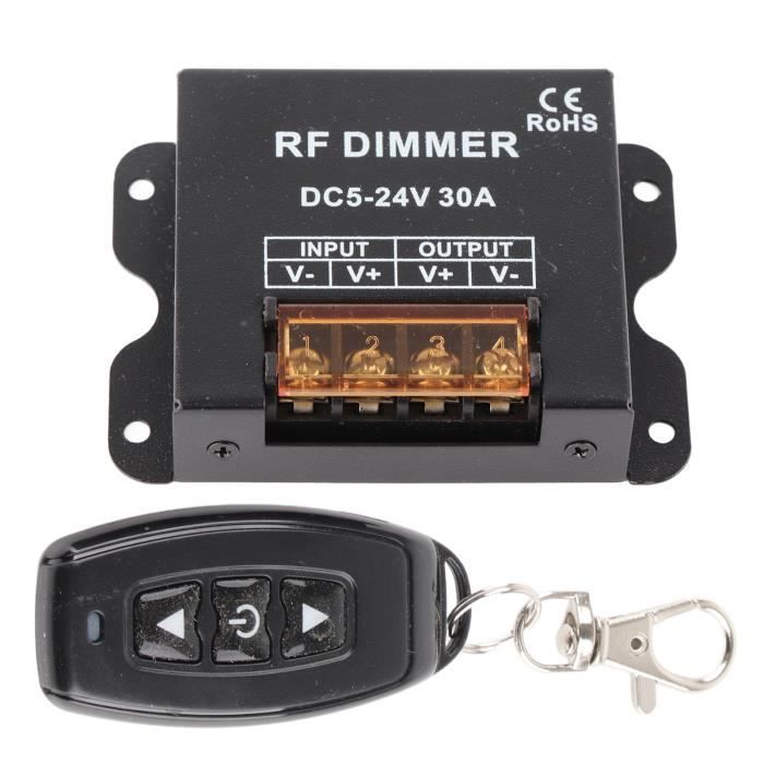 Gradateur PWM 12V/24V 30A Avec Interrupteur Marche/Arrêt - Contrôleur LED Pour Ruban Lumineux Monochrome - Coque Métal