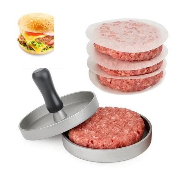 Presse à Hamburger XYDZ Presse à Burger Steak Haché avec 50 Disques de Cire Accessoires de Cuisine-pour Barbecue Pique-nique Housemade Hamburger 
