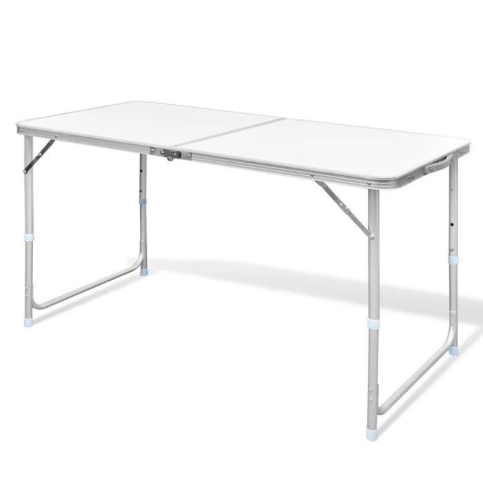 Relaxdays Table Pliable Camping Aluminium - Réglable 45-65,5cm - Avec Sac De Transport