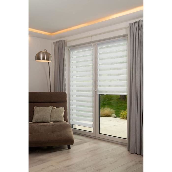Store Enrouleur Jour / Nuit Sans Perçage Brize Blanc Chiné L.45 X H 140cm Goodhome Store Enrouleur Jour / Nuit Sans Perçage Brize Blanc Chiné L.45 X H 140cm Goodhome