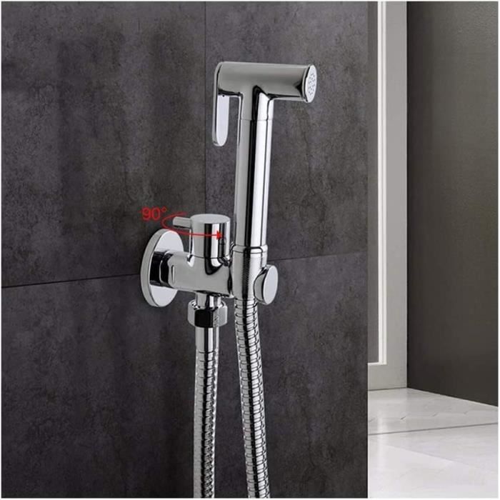 Douchette WC Portable Avec Filtre Haute Pression – Buse Multifonction Pour Toilette Et Hygiène Intime – Installation Facile, Économie D’Eau – Gris/Argent/Noir