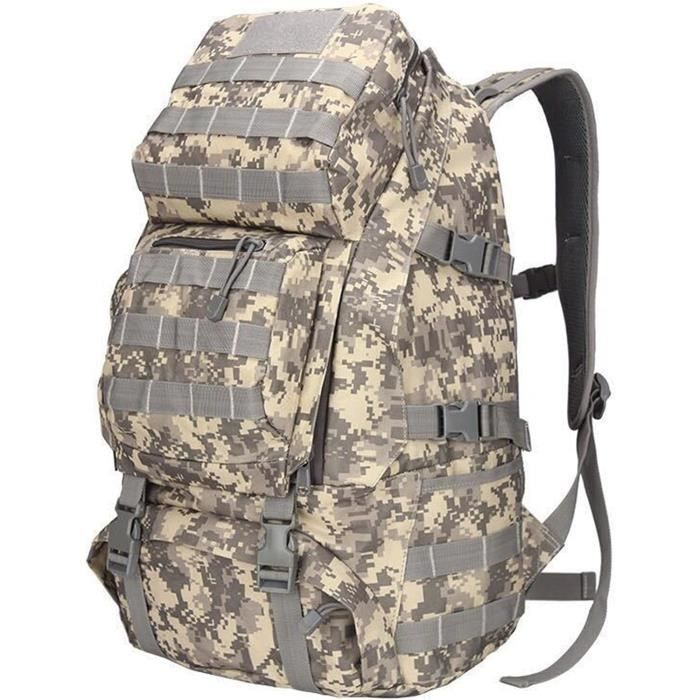 Sac à dos tactique camouflage pour sports de plein air Sac à dos de randonnée Sac à dos Molle 55 l, A-Tacs FG Sac à dos tactique camouflage pour sports de plein air Sac à dos de randonnée Sac à dos Molle 55 l, A-Tacs FG