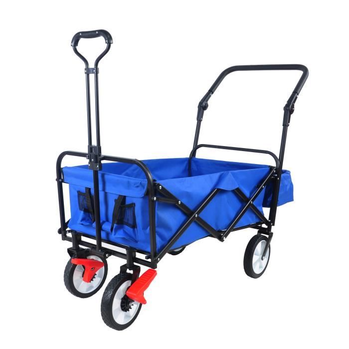 Chariot De Transport Pliable 400 Kg - Plateforme 58x88 Cm, Roues TPR Avec Freins, Poignée Réglable