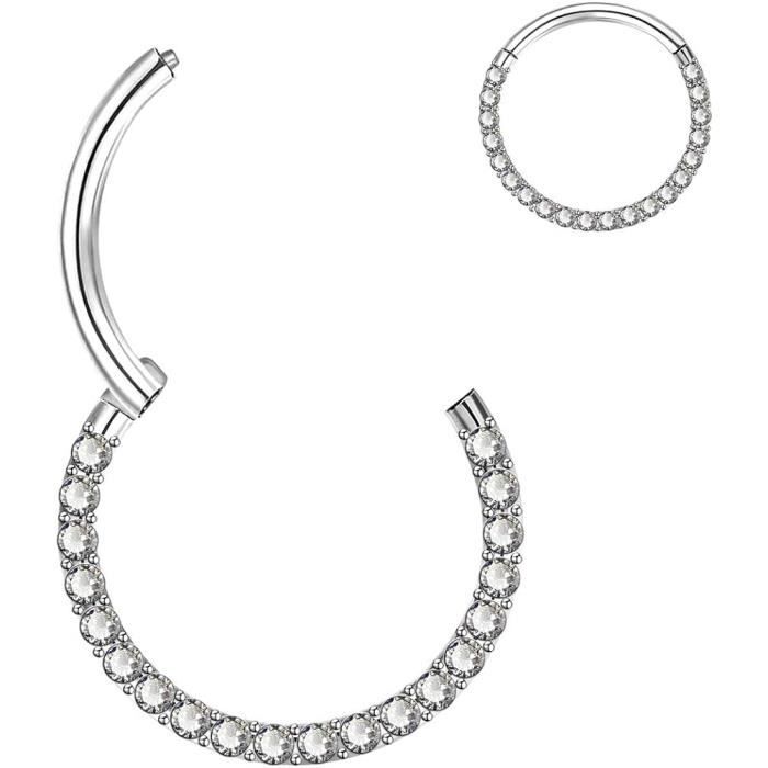 Anello Septum In Titanio G23 - 16G (10 Mm), Clicker, Per Piercing Naso, Orecchio, Labbra, Ipoallergenico E Impermeabile
