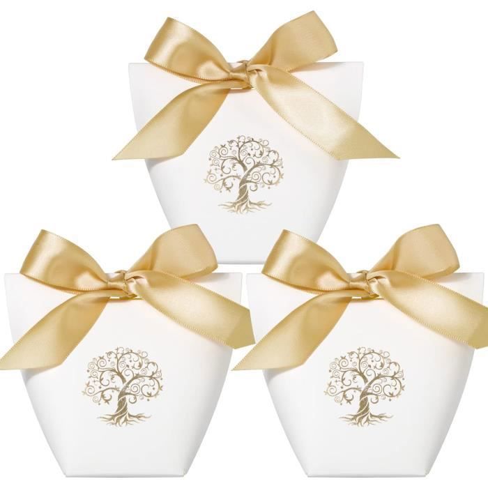 Airuisike Lot de 3 boîtes cadeaux avec couvercles pour cadeaux, rose avec ruban, boîtes assorties pour cadeaux, coffret cadeau robuste et pré-emballé