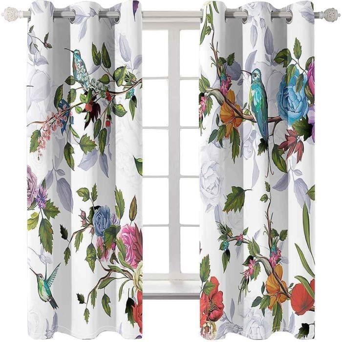 Rideau à Oeillets Imprimé Violet, Plantes Et Fleurs Fleurs Lilas écoénergétiques Isolant Thermique Rideau, Décoratif Occultant Rideaux pour Salon Cuisine 234x230 cm