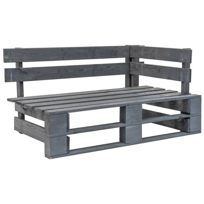 Banc de jardin meuble de patio d exterieur terrasse d angle 110 x 65 x 55 cm palette de jardin bois gris Banc de jardin meuble de patio d exterieur terrasse d angle 110 x 65 x 55 cm palette de jardin bois gris