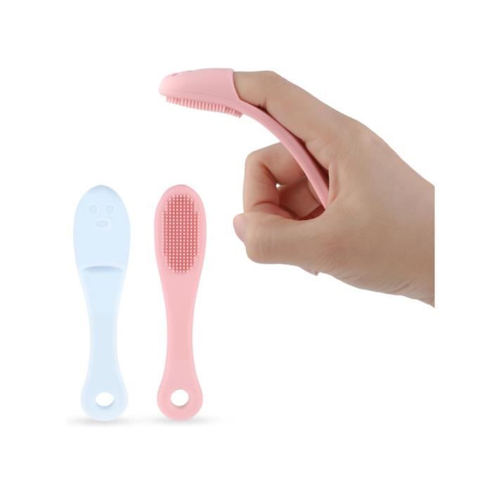 Lot de 2 brosses à dents pour chien - Kit de brossage des dents de chien - Brosse à dents avec silicone de qualité alimentaire pour
