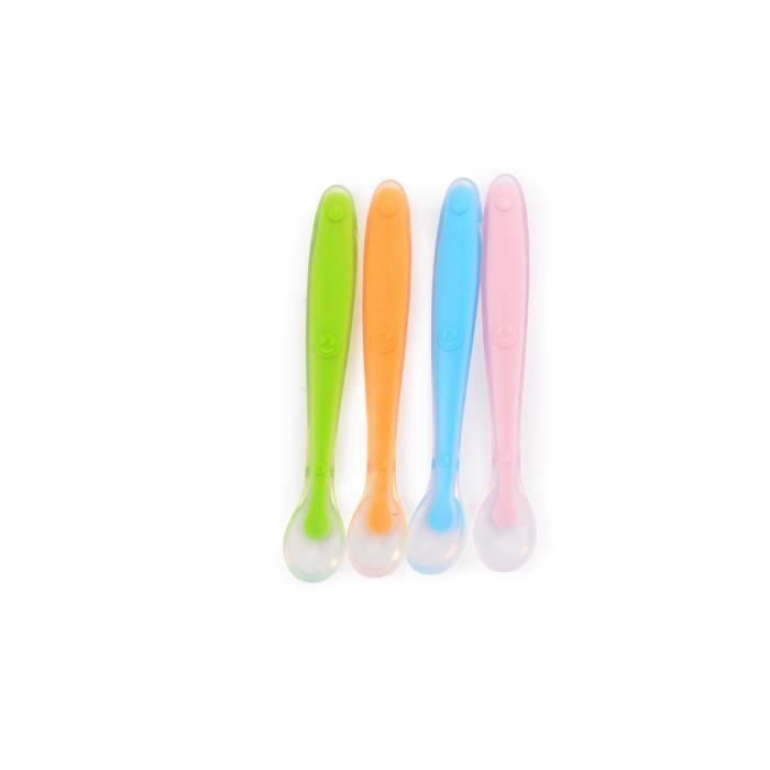 Cuillere bebe souple 4 mois silicone couvert bébé cuillère de sevrage lot  de 4 de - Cdiscount Puériculture & Eveil bébé