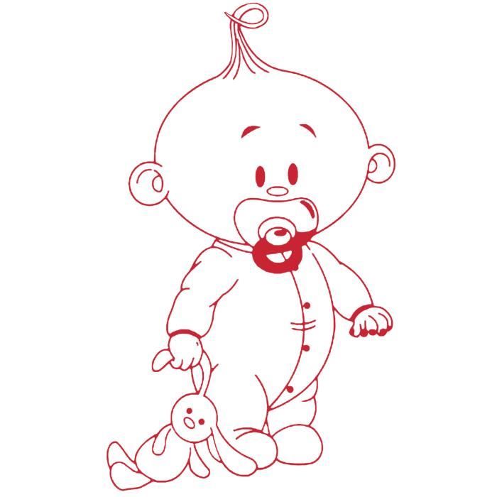 Sticker Decoration Enfant Bebe Et Son Doudou 45x27 Cm Rouge Bebe002 Cdiscount Maison