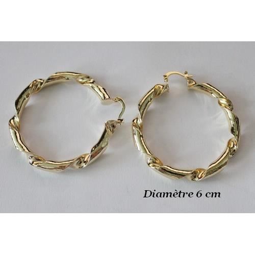 Boucles D'oreilles Créoles Torsadées 30 Mm - Plaqué Or Jaune, Neuf Avec étiquettes