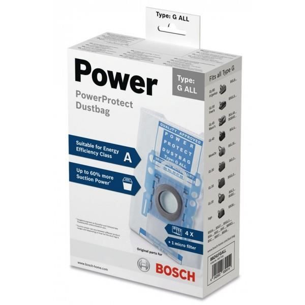 Sac Aspirateur - BOSCH - PowerProtect Type G - Compatible avec Siemens - 5 Sacs - Haute Capacité - Bosch