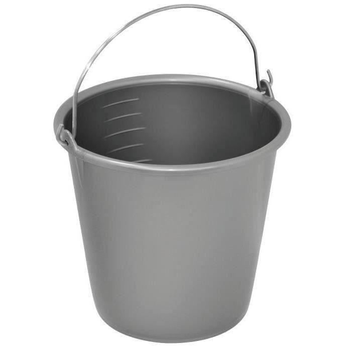 Seau de ménage avec anse en métal - 8 L - gris