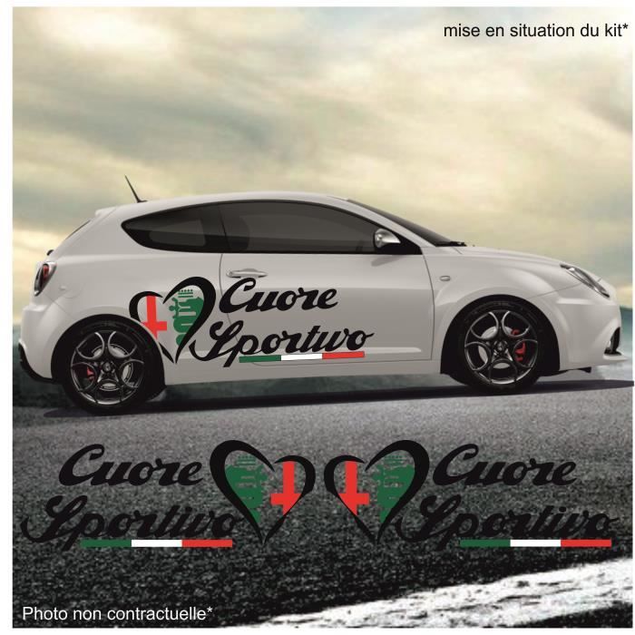 Alfa Romeo Cuore Sportivo coeur X2 - NOIR - Kit Complet - Tuning Sticker Autocollant Graphic Decals