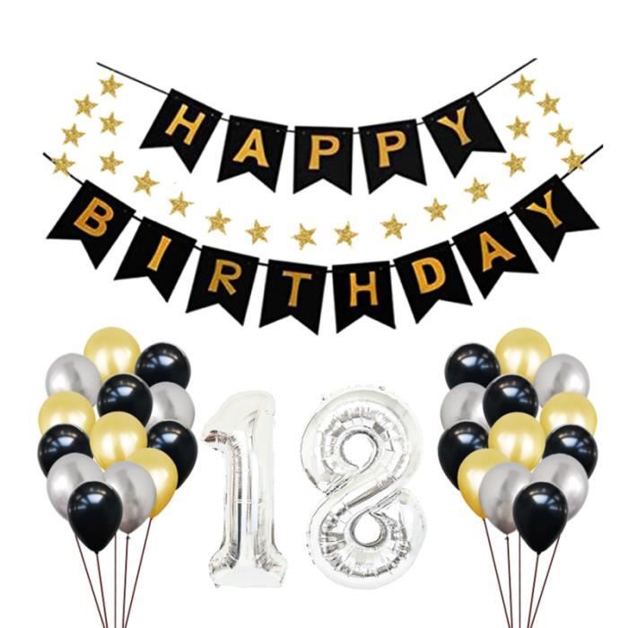 1 ensemble de beaux ballons de 18 ans joyeux anniversaire bannière décor  pour fête BALLON DECORATIF - POMPE POUR BALLON - Cdiscount Maison