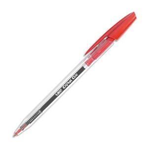 s BIC BIC Cristal Clic Rouge Stylo à bille rétractable avec clip Moyen 20 pièce 