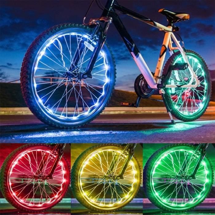 Guirlande lumineuse de vélo, 2 mètres 20 lumières guirlande lumineuse RVB à  quatre fils 28 touches télécommande LED roue - Cdiscount Sport