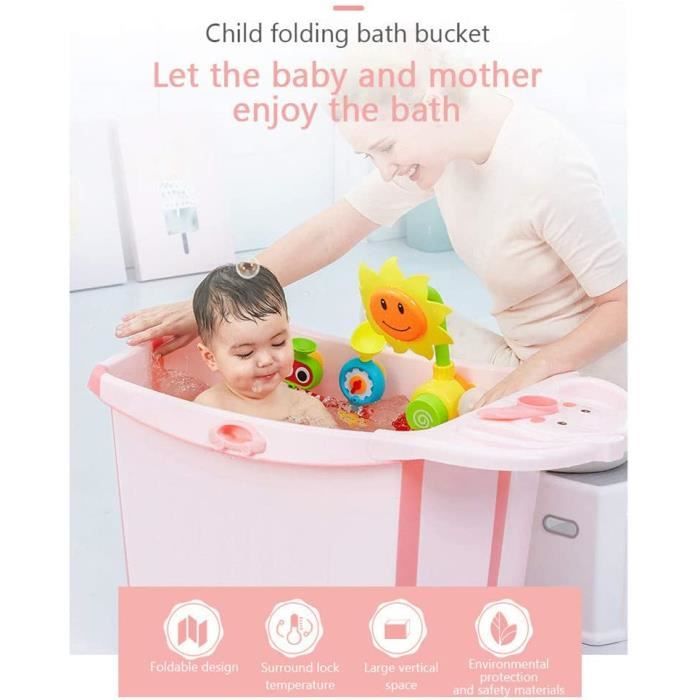 Baignoire Bébé Pliable Avec Support OHMG - Antidérapante, Drain Intelligent - Pour Nouveau-nés à 3 Mois