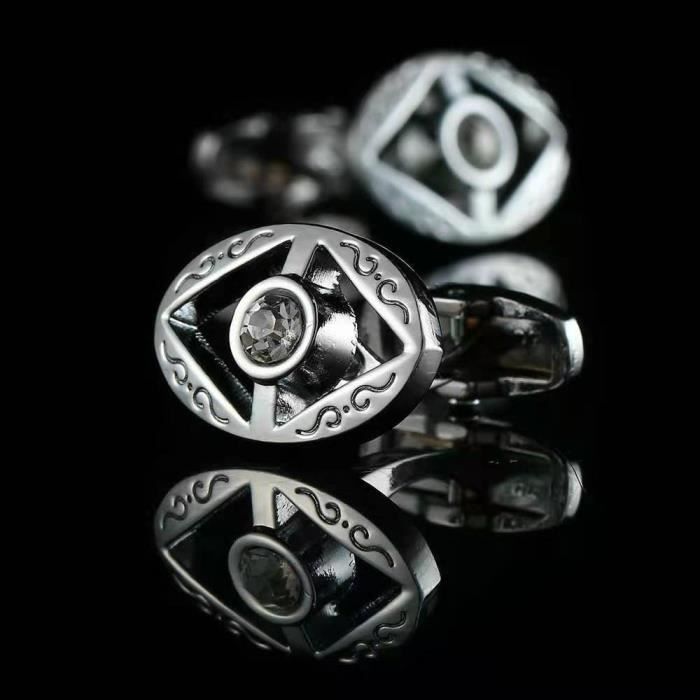 Boutons De Manchette Noirs Initiales Morfetto - Cadeau Personnalisé Homme Pour Marié/Père/Petit Ami