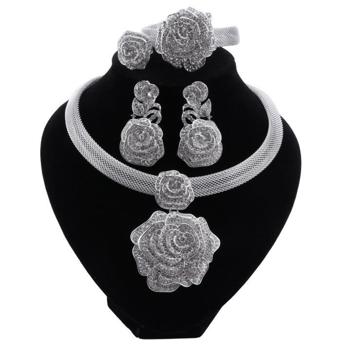 Ensemble Bijoux en or trèfle floral plaqué 18 carats