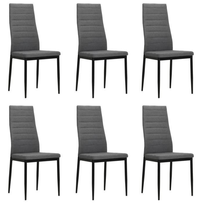 Chaises de salle à manger - Gris clair - Tissu - Lot de 6
