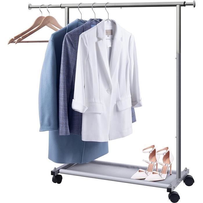Portant à Vêtements Double Tringle MISSLO - Métal Réglable, Roulettes, Capacité 68 Kg | 195,6 Cm
