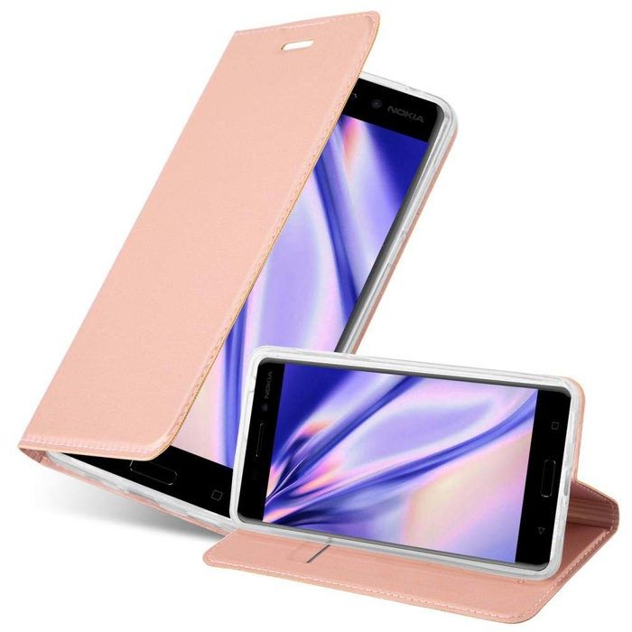 Coque à rabat pour Nokia 6 2017 Etui en CLASSY OR ROSÉ Portefeuille Antichoc
