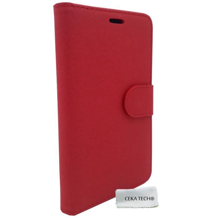 Etui SAMSUNG GALAXY Grand Plus - Housse Folio Noir Façon Cuir Texturé Avec Porte Cartes Et