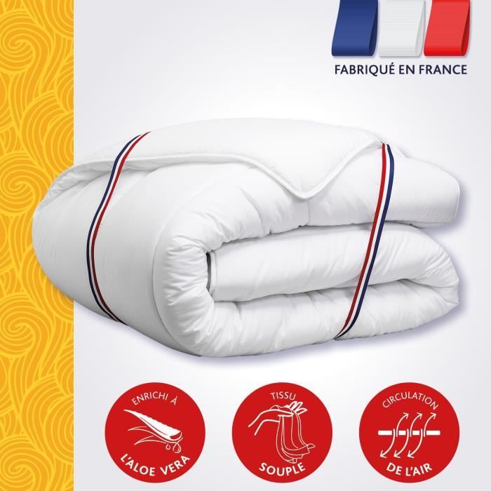 Couette 220x240 cm DODO ALOE - Tempérée - 300G/m² - Couette 2 personnes - Douce et Confortable - Bla