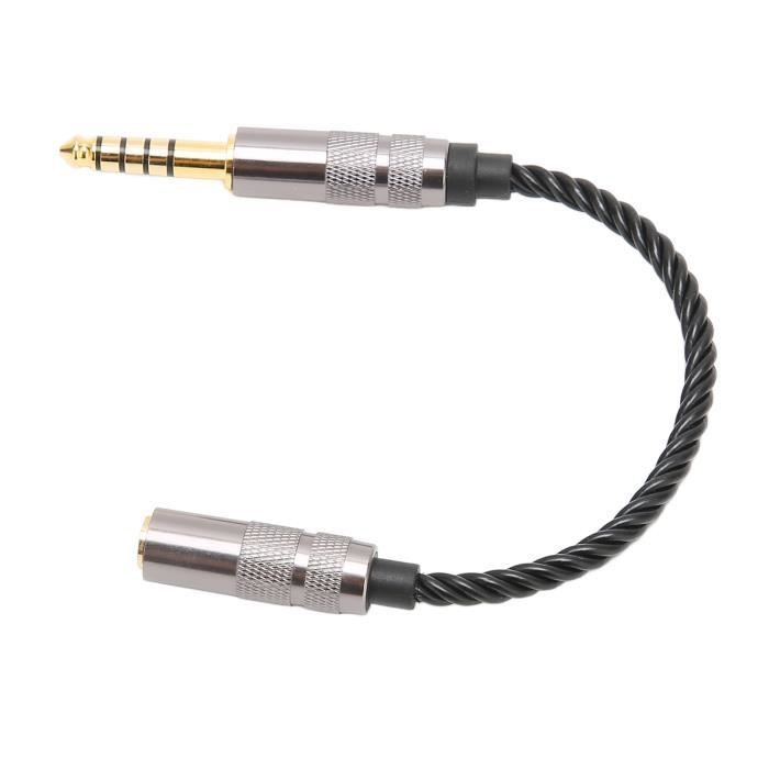 Câble Équilibré 4,4 Mm OCC Cuivre Plaqué Argent 3m - Compatible Denon AH-D7200 / D7100 / D9200 / D5200 & Focal Elear - Coque Noyer