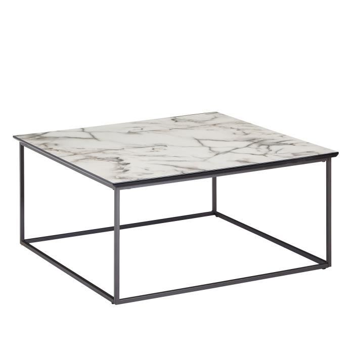 FineBuy Table Basse de Salon Effet Marbré 80x38x80cm Table Canapé Moderne Carrée