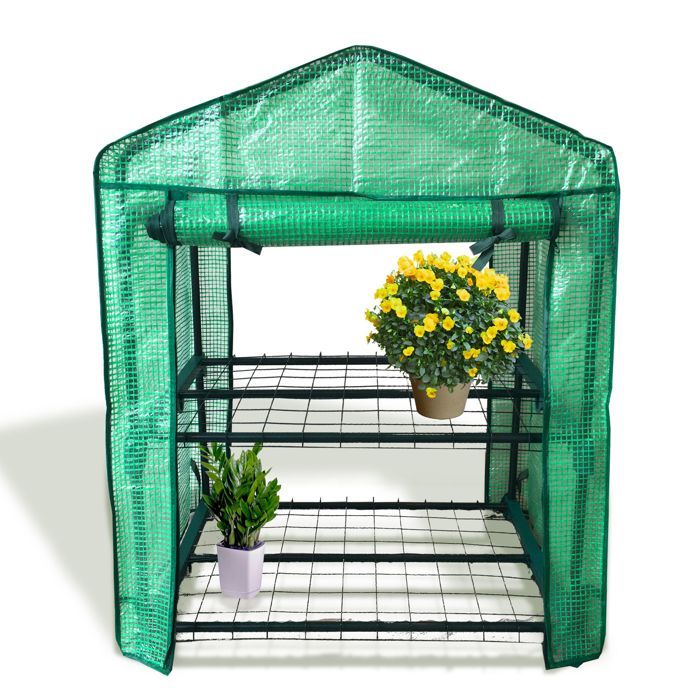 FISHTEC Serre de Jardin Extérieure et Étagère 2 en 1 pour Fleurs et Plantes - Toile Armée Résistante Montage Facile