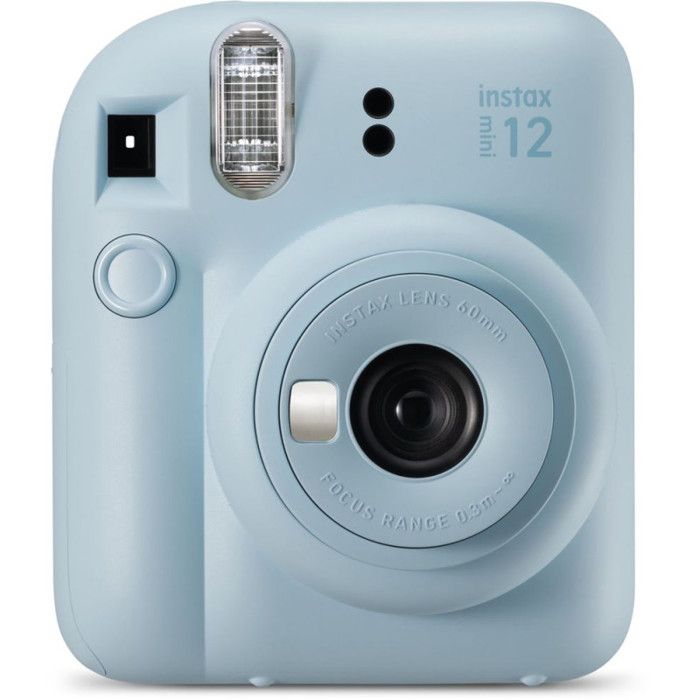 Appareil photo instantané FUJIFILM Instax Mini 12 en bleu pastel, photos lumineuses avec exposition automatique, idéal pour les gros