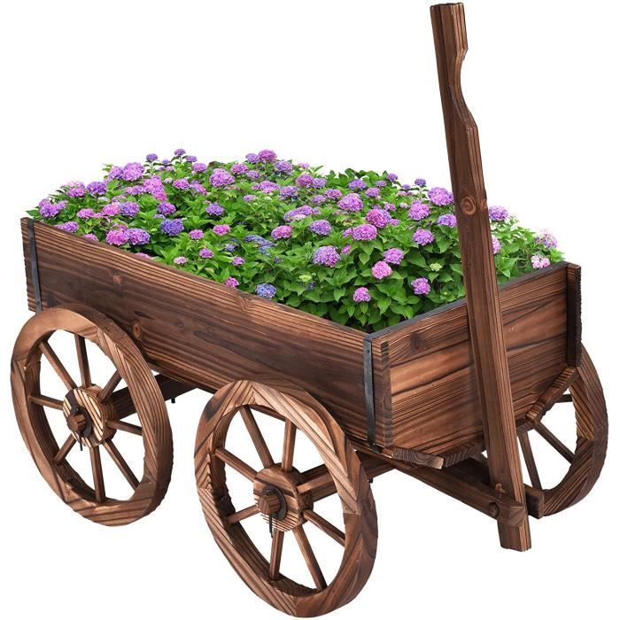 Goplus Chariot De Jardin En Acier, Chariot Utilitaire D'extérieur Avec Côtés Amovibles, Capacité