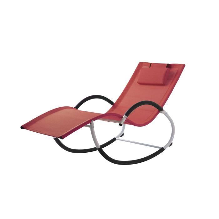 rocking chair - home maison - acier - textilène - rouge - contemporain - jardin