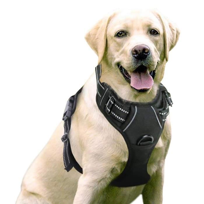 Comparer les prix de Harnais Chien Anti Traction, Arnet pour Chien Facile à Mettre Réglable avec Attache Devant Arnais pour Chien Moyen,Couleur Noir