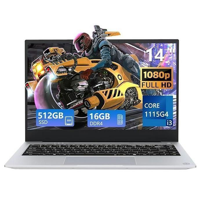 PC Portable – 14 FHD – Core i3-1115G4(Jusquà 41 GHz) – 16Go RAM DDR4 – 512Go SSD – Win 11 Ordinateur Portable- WiFi 6- HDMI