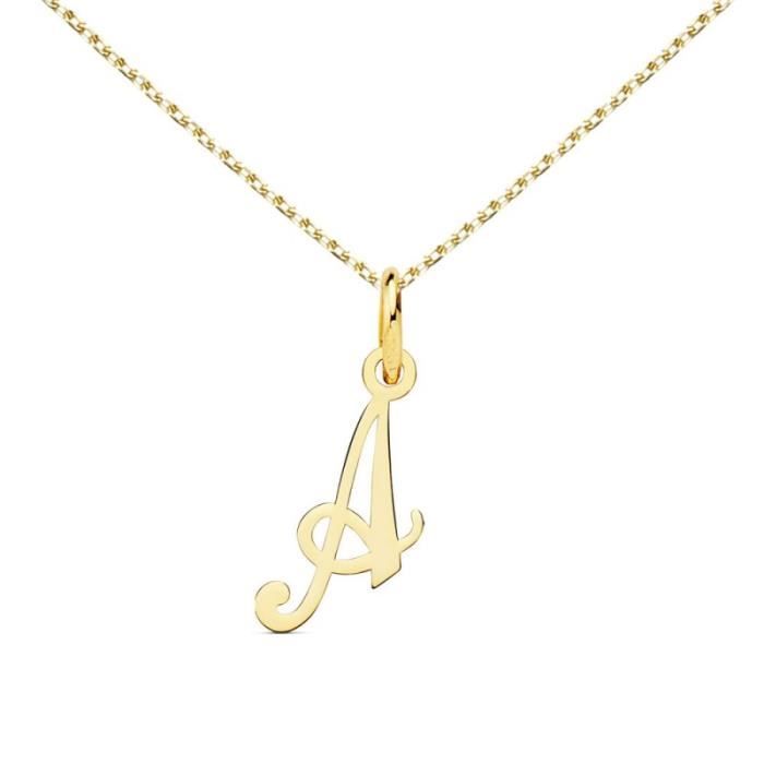 collier - pendentif lettre "a" or 750/1000 - chaine dorée