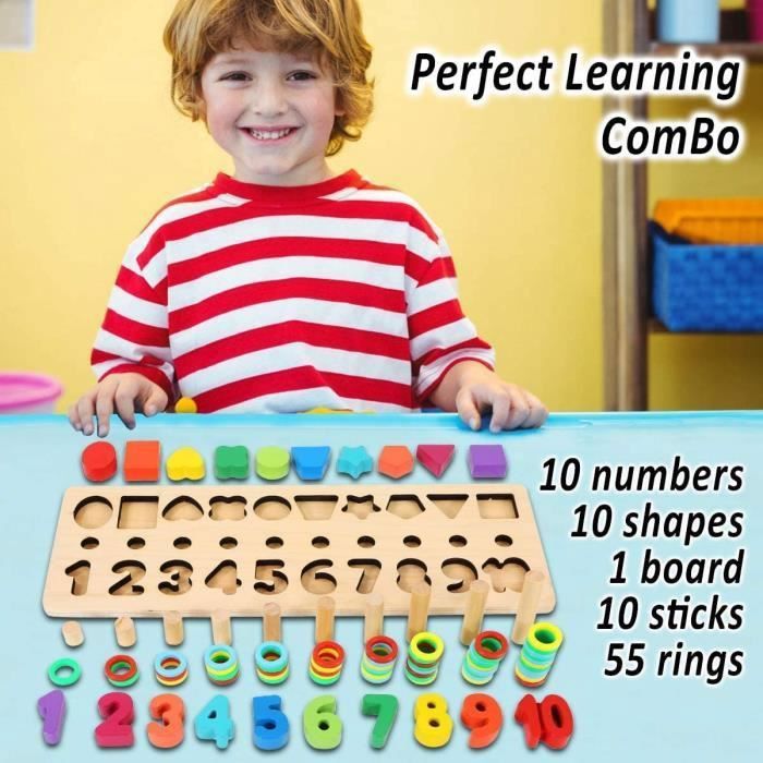 Jouet Mathématiques En Bois Montessori - Horloge Comptage, Addition/Soustraction, Apprendre L'Heure - 3-7 Ans - 4