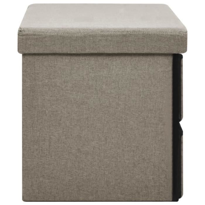 Banc D'appoint En Tissu Taupe - 70x30x30 Cm - Confortable Et Multifonction Pour Salon Ou Chambre