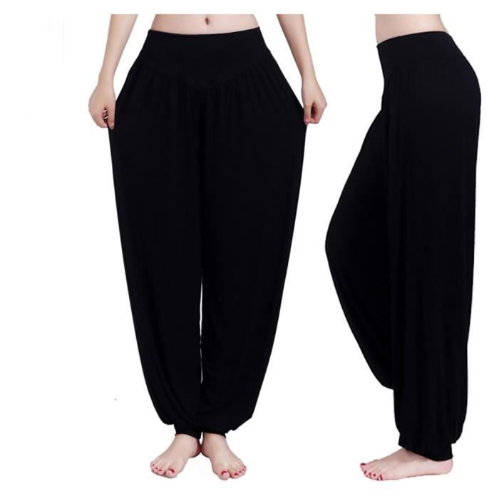 Pantalon de Yoga Femme Harem Pilates Bouffant Noir - Super