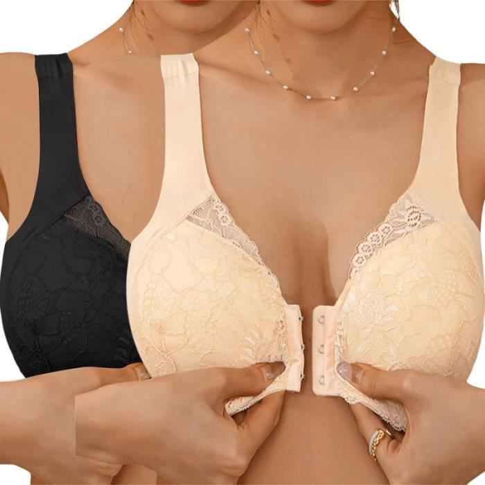 Aubade Soutien-gorge Sans Armures Triangle Dentelle Noir Et Argent Fermeture Devant 85B Neuf