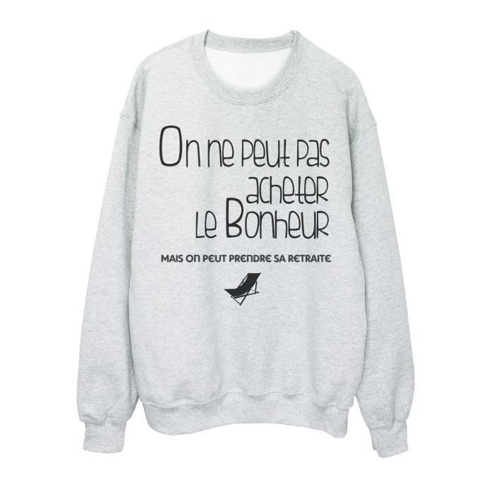 Sweat Shirt Imprime Depart Retraite Bonheur Ref 2306 Gris Cdiscount Pret A Porter