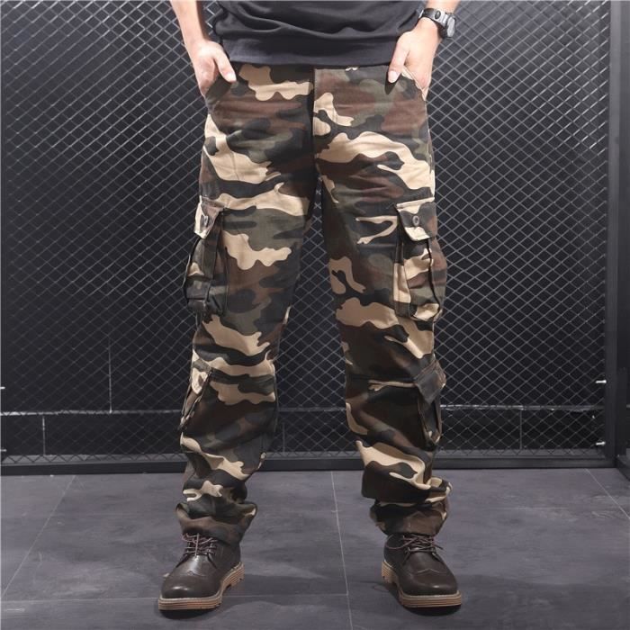 Pantalon Tactique Camouflage Homme - Cargo Léger, Imperméable, Multi-Poches - Pour Randonnée, Camping, Travail