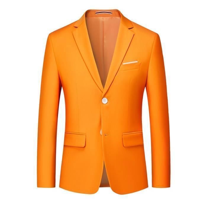Blazer Homme uni Veste a fermeture croisee Blouson Hommes Costume XH304BB orangeBB