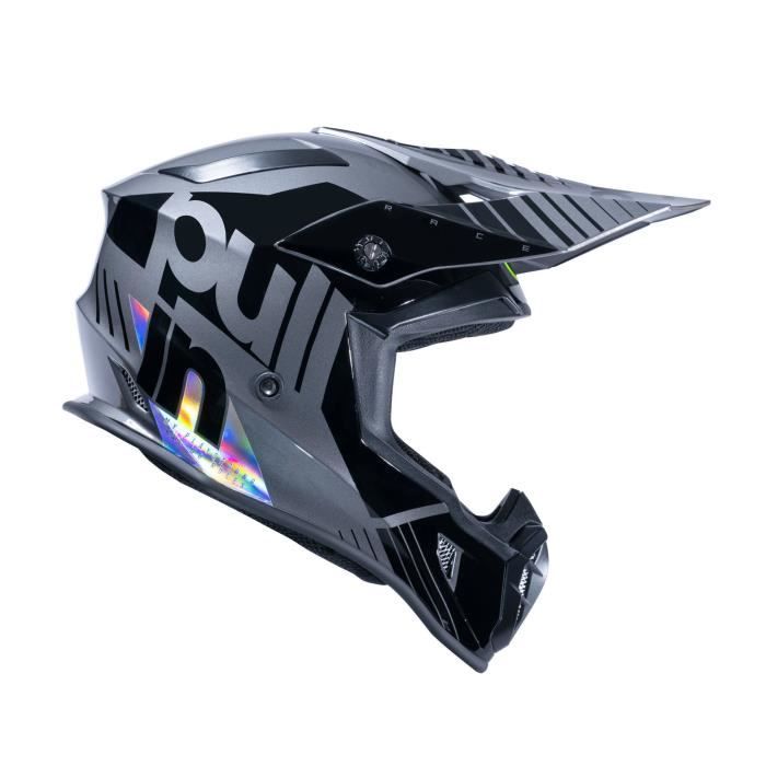 Casque moto cross Pull-in - race grey black - M