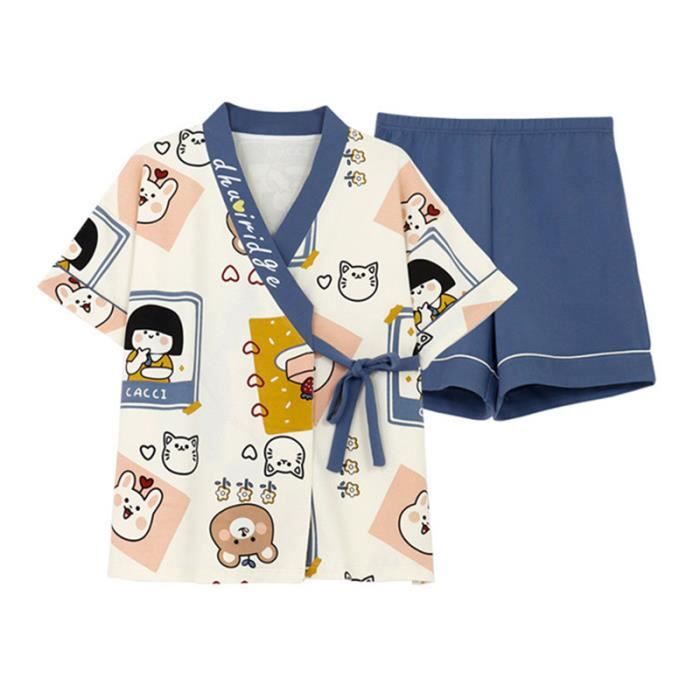 MHJY Ensemble Pyjama 2 Pièces Filles - Haut Manches Courtes Et Short Pour Ado 8-14-17 Ans